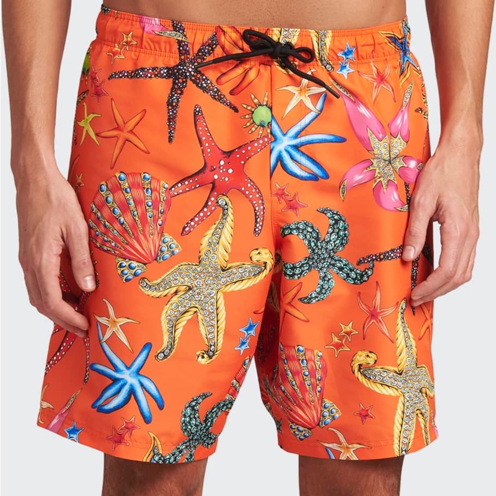 Versace Orange Starfish Swim Trunks